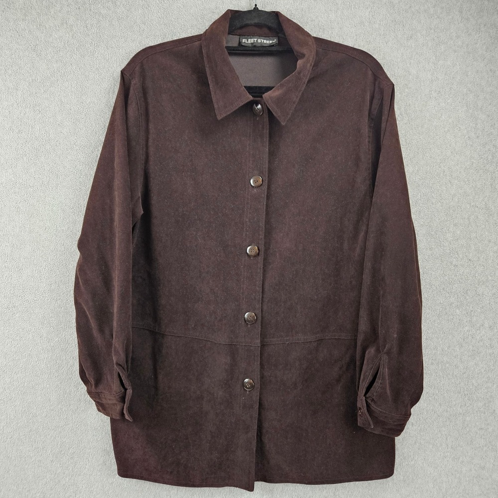 FLEET STREET | Brown Faux Suede Button Front Shirt Jacket Shacket Size M